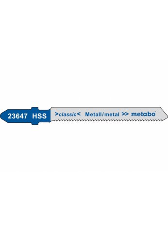 Пилки для лобзиков, сталь 1-3мм/цв.металлы, 51х1,2 мм, (5 шт.) для резания по кривой Metabo 623647000