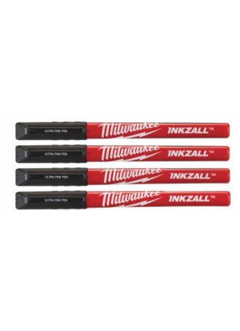 Промышленные ручки с тонким кончиком, 4 штуки, черные Milwaukee 48223164