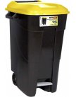 Контейнер для мусора пластик. 120л с педалью (жёлт. крышка) (TAYG)