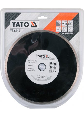 Круг алмазный 230x22,2х2,7мм (сплошной) "Yato" YT-6015