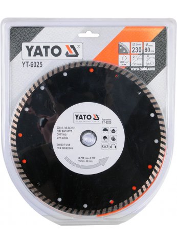 Круг алмазный 230x22,2мм (турбо) "Yato" YT-6025