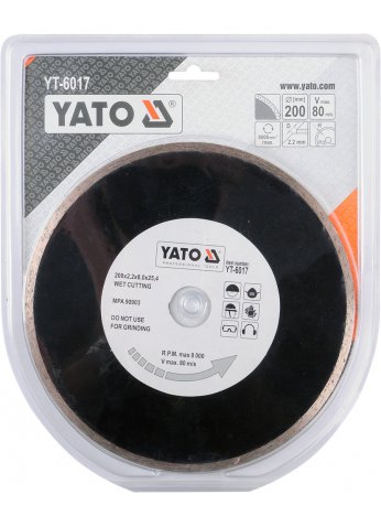 Круг алмазный 200x25,4мм (сплошной) "Yato" YT-6017