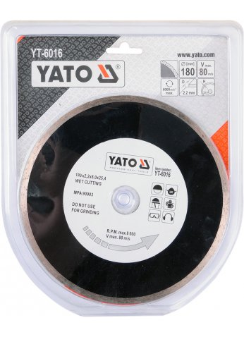 Круг алмазный 180x25,4мм (сплошной) "Yato" YT-6016