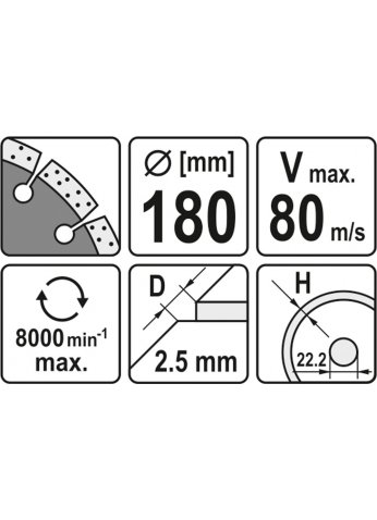 Круг алмазный 180x22,2мм (сегмент) "Yato" YT-6004