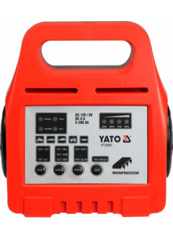 Зарядное устройство электронное (6/12V; 8A; 5-200Ah) YT-8301 Yato