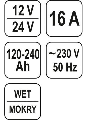 Зарядно-пусковое устройство (16A; 120-240Ah) YT-8304 Yato