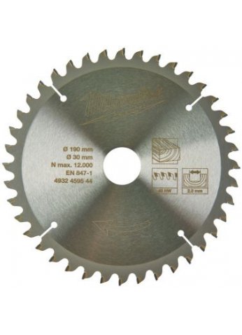 Пильный диск 190/30 Z40 Плотная древесина/Фанера и ОСП, MILWAUKEE 4932459544