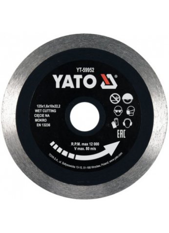 Круг алмазный 125x22.2x1.6мм (сплошной) "Yato" YT-59952