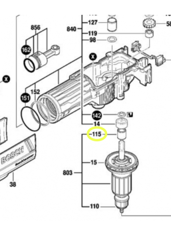 втулка подшипника GBH8-45, GSH7,9 BOSCH 1610300086