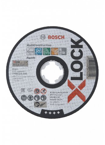 Отрезной круг X-LOCK 125x1x22.23 мм Multi Material, BOSCH 2608619269