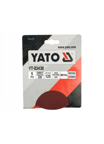 Круг шлифовальный 125мм Р220 (5шт) "Yato" YT-83438