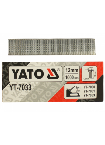 Гвозди для степлера 12х2,0х1,2мм (1000шт) "Yato" YT-7033