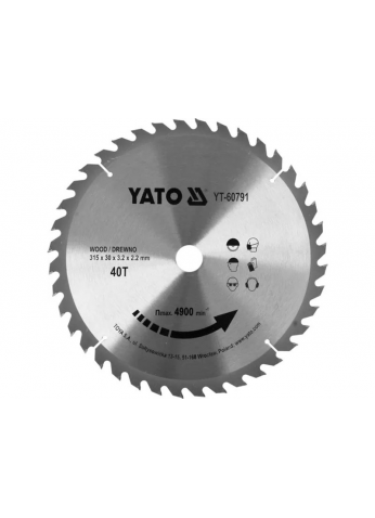 Диск пильный 315/30 40T YATO YT-60791