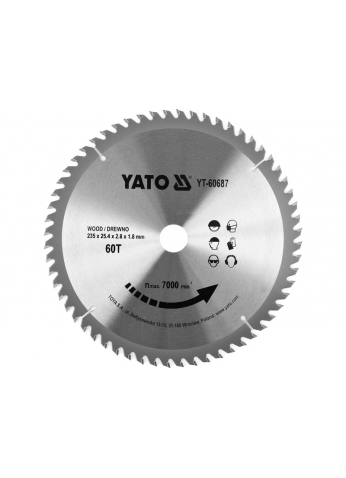 Диск пильный 235/25,4 60T YATO YT-60687