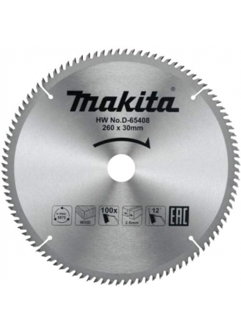 Пильный диск для дерева, 260x30x1,8x100T MAKITA D-65408
