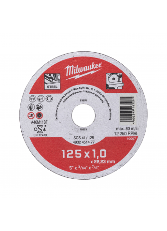 Тонкий отрезной диск по металлу Milwaukee SCS41 / 125х1х22,2 4932451477