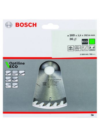 Пильный диск для точных пропилов 160х20/16 36 зубов OPTILINE ECO (Bosch) (2608641786) (оригинал)