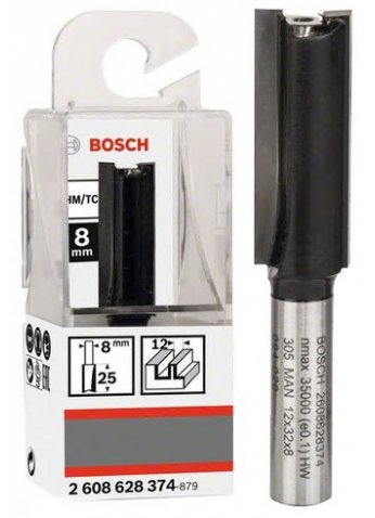 Фреза пазовая, 2 лезвия, хв-8мм, ф12мм, длина32мм Bosch (2608628374)