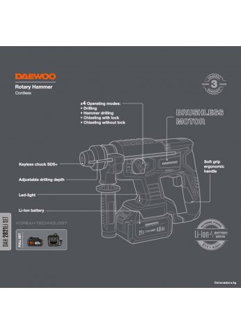 Перфоратор Daewoo Power DAH 2821 Li Set (с 1-им АКБ, кейс)