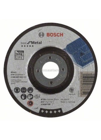 Отрезные и обдирочные круги Bosch Обдирочный круг Best по металлу 125х7,0, вогнутый (2608603533)