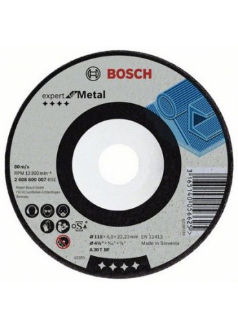Обдирочный круг, выпуклый, Expert for Metal Bosch Professional 115х6х22мм д/мет 2608600218