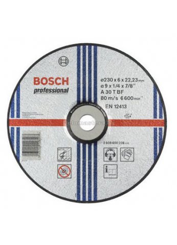 Обдирочный круг, изогнутый, по металлу Bosch Professional 230х6х22мм д/мет 2608600228