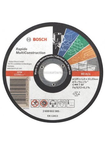 Отрезной круг, прямой Multi Construction Bosch Professional 125х1,6 мм 2608602383