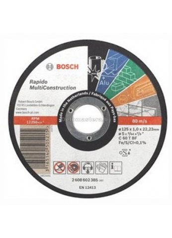Диск отрезной Rapido Multi Construction, ф125х22.23х1мм Bosch (2608602385)