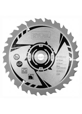 Пильный диск для циркулярных пил EWS 1266 HG, EWS 1366 HG - диам. 190 мм, посадочное 16 мм, толщина 2,2 мм, 24 зуба, MAX RPM 6.500-64 m/s Ryobi (5132002580)