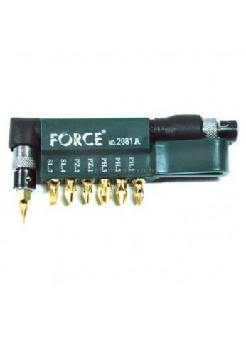 1/4" набор бит с отверткой битодержателем 8пр. (РН.1,2,3, РZ.1,2 ,шлиц. 4, 7мм-30ммL) Force